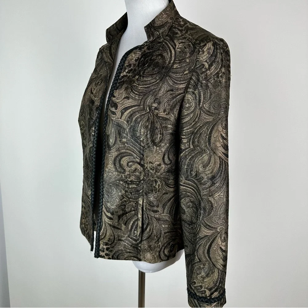 Chico’s Brocade Braided Trim Jacket Size Small